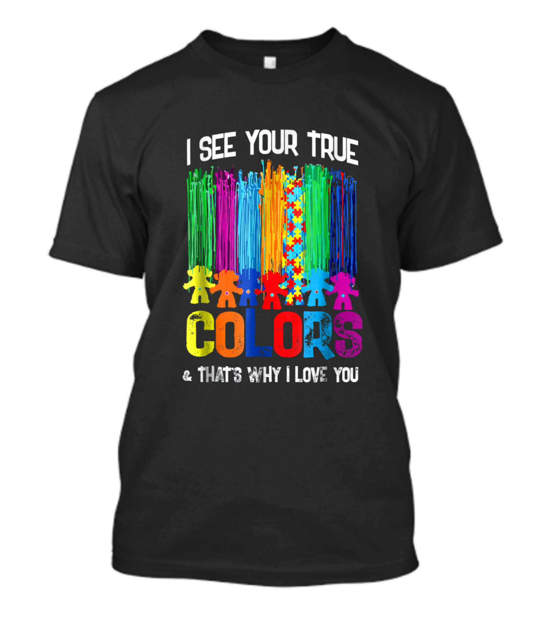 I See Your True Colors Autism Puzzle Piece Rainbow T-Shirt