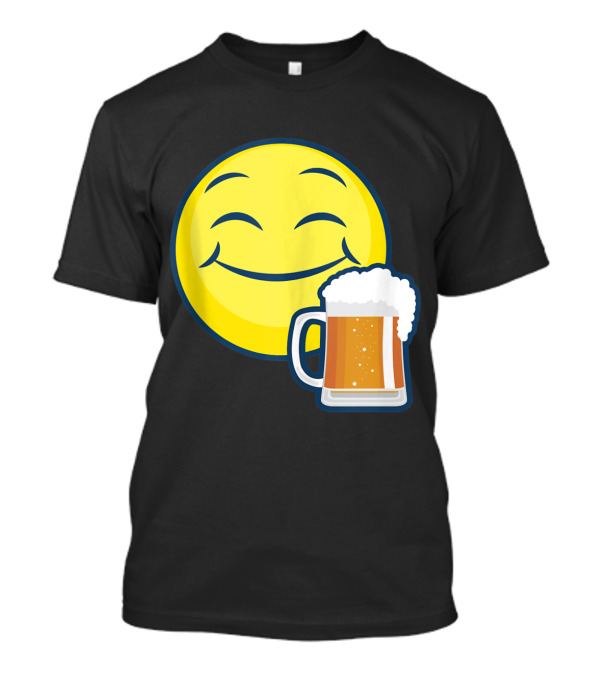 Emoji Yellow Face Beer Funny Drink Day Drinking Smiling Mug T-Shirt