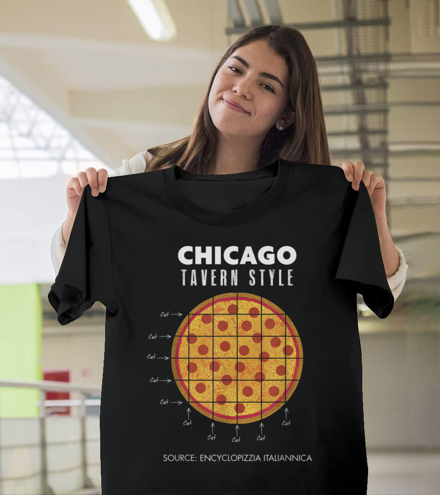 Chicago Tavern Style Regional Pizza twHistory Encyclopizzia Italiannica T-Shirt