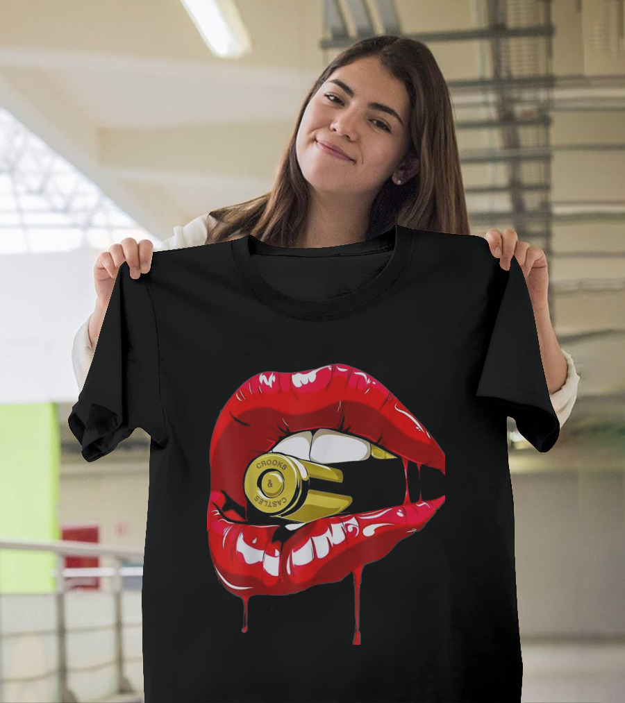 Red Lips Teeth Gold Bullet Crooks and Castles T-Shirt