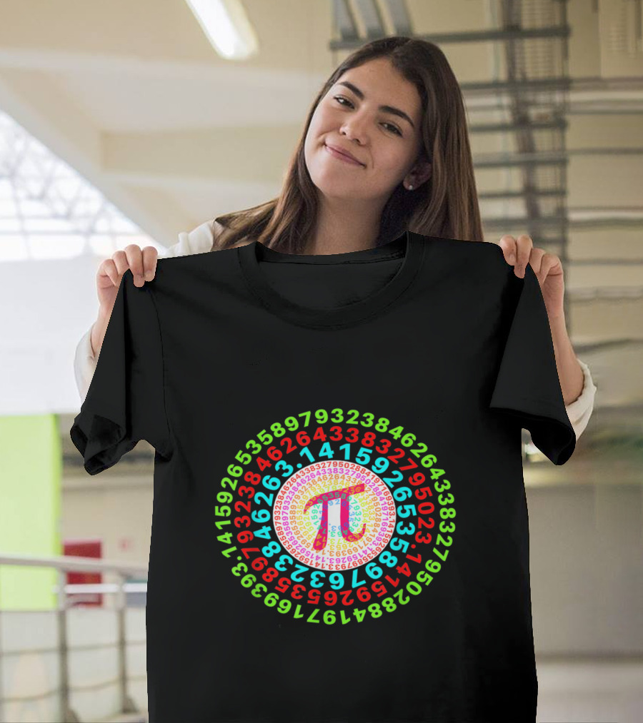 Captain Pi Superhero Shield Math Pi Day Spiral Numbers T-Shirt