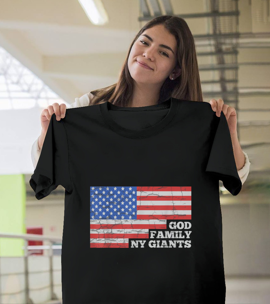 God Family NY Giants USA Flag Football Lovers T-Shirt