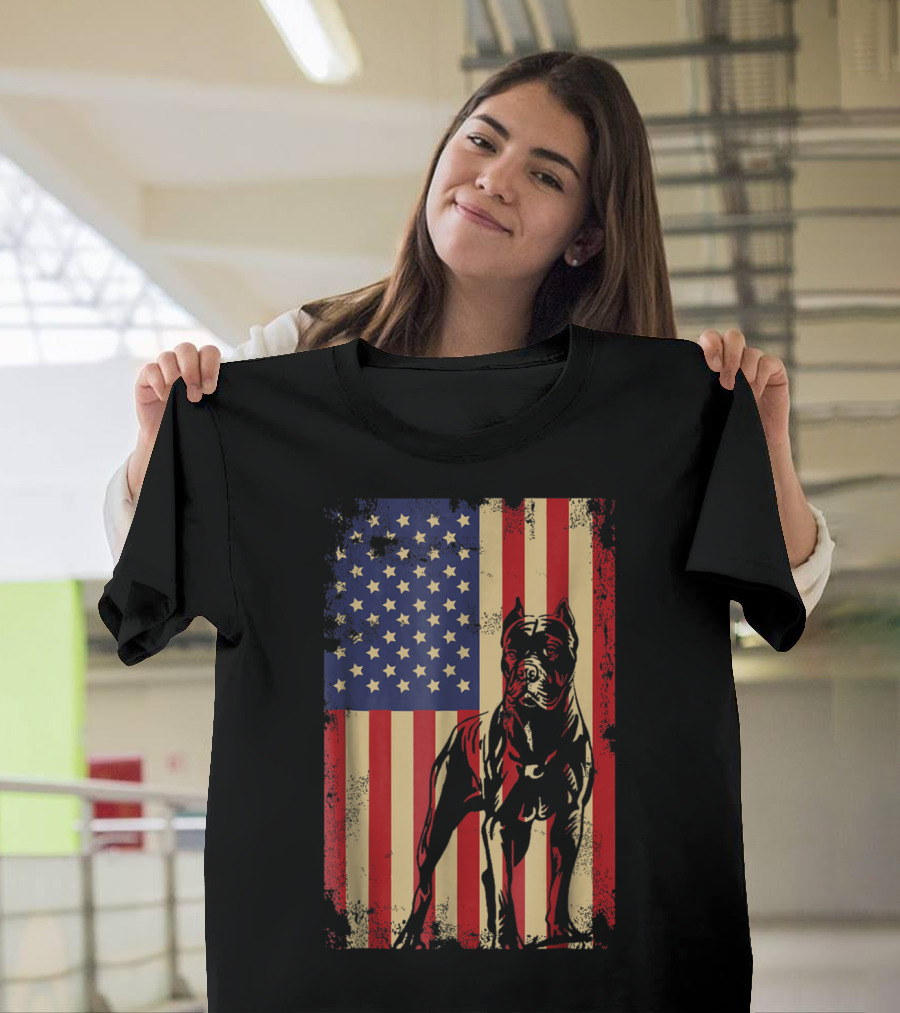 American Flag Cane Corso 4th of July T-Shirt