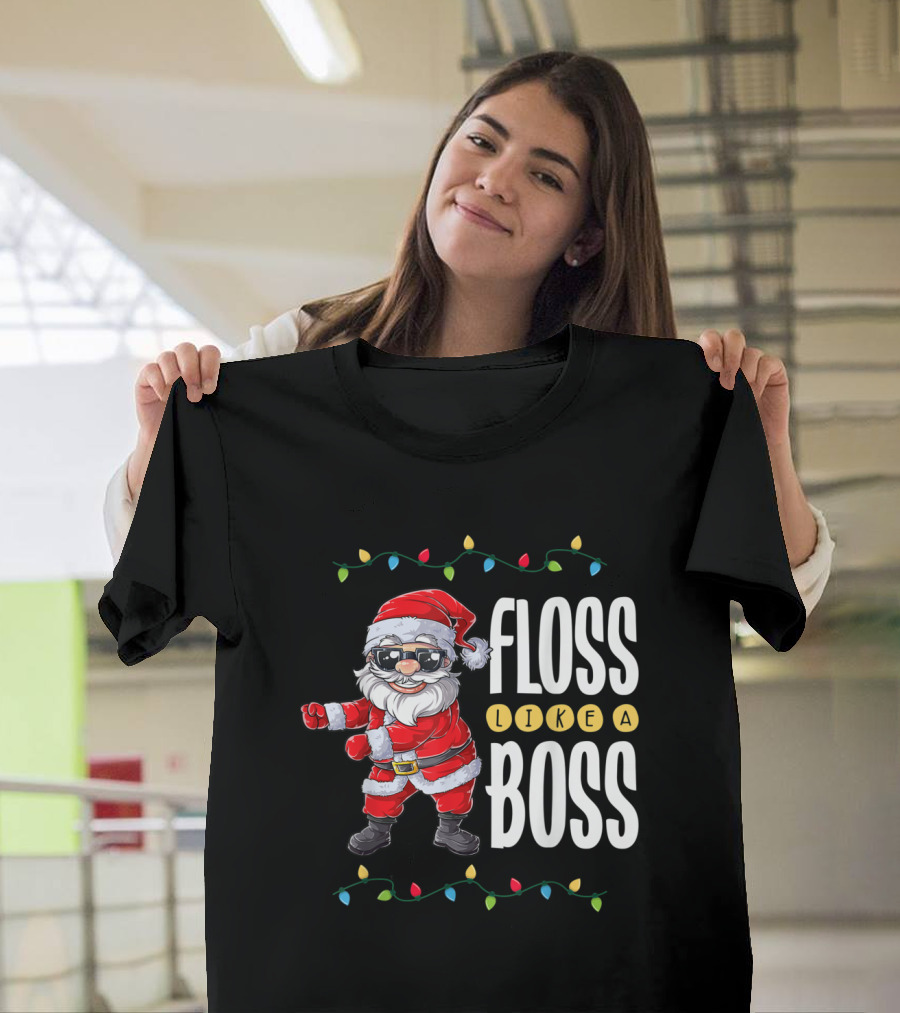 Santa Floss Like A Boss Christmas Xmas Flossing Lights T-Shirt