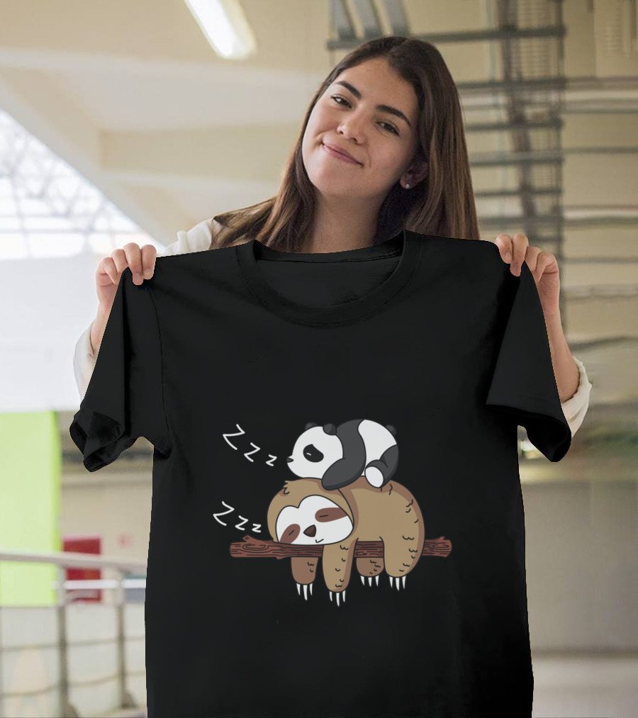Panda Sleeping on Sloth for Sloth Lover T-Shirt