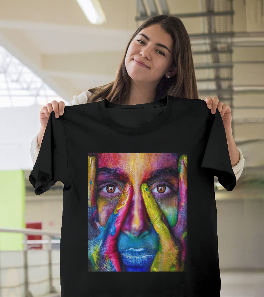 Urban Street Art Vibrant Multicolor Face T-Shirt