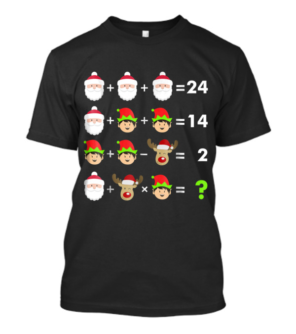 Math Teacher Christmas Order Of Operations Puzzle Santa Elf Reindeer Quiz T-Shirt
