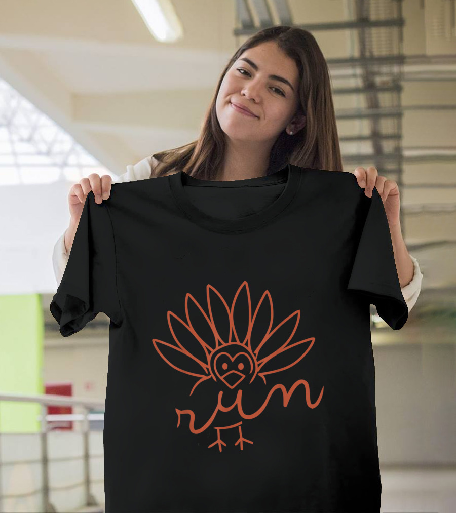 Turkey Face Trot Cute Thanksgiving Run T-Shirt