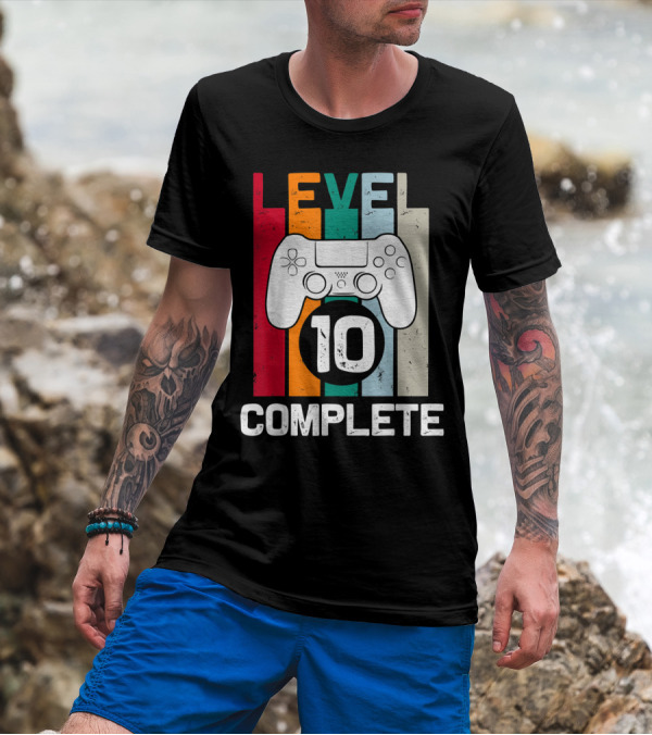 Level 10 Complete 10th Year Anniversary Gaming Celebration For Him T-Shirt