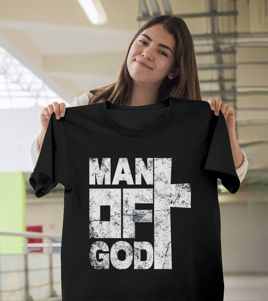 Man of God Cross Letter T-Shirt