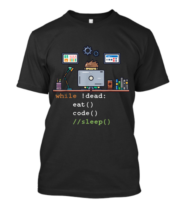 Python Programmer While Loop Eat Code Sleep Desk Setup T-Shirt