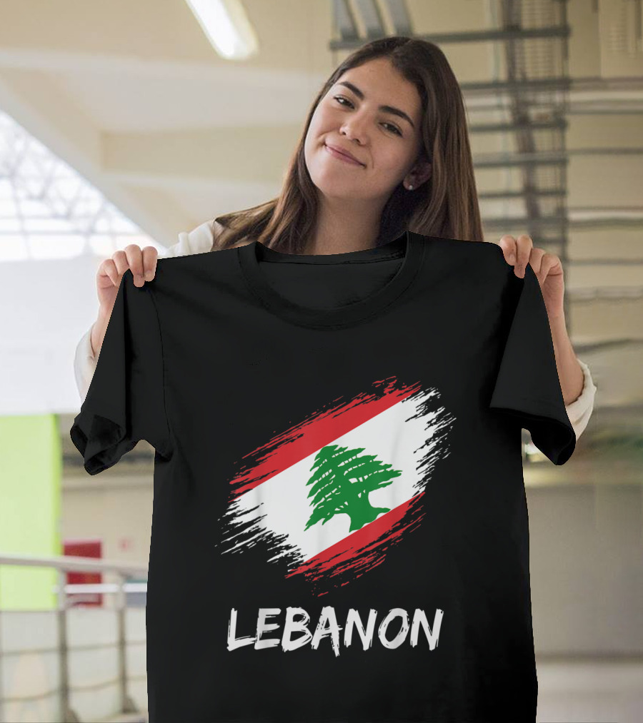 Lebanon Lebanese Flag Cedar Tree Brushstroke T-Shirt