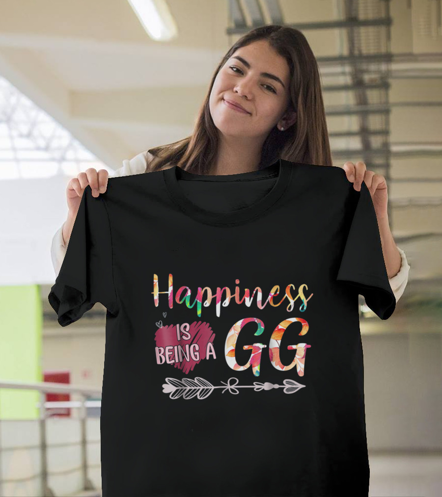 Happiness is Being a GG Colorful Heart and Arrow T-Shirt