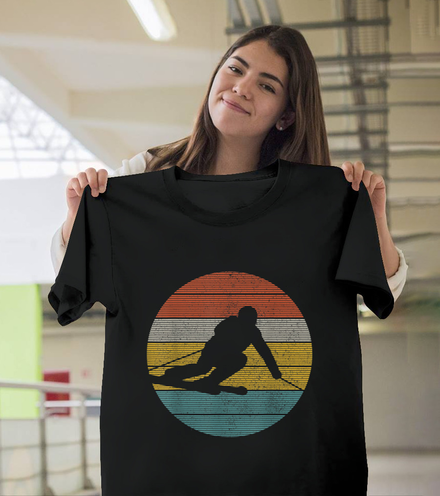 Retro Vintage Skiing Winter Sports Racing Skier T-Shirt