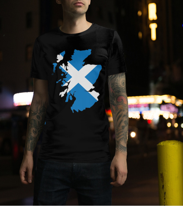 Scotland Map Flag Saltire T-Shirt