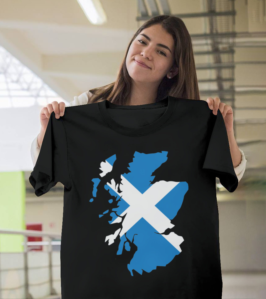 Scotland Map Flag Saltire T-Shirt