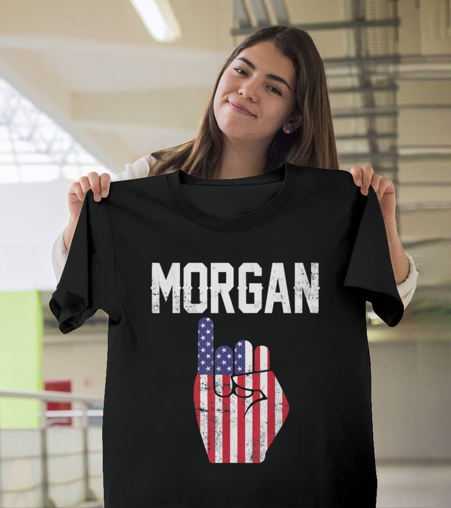 Morgan American Flag Finger Gesture T-Shirt