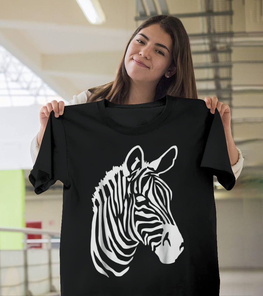 Zebra Head Black and White Stripe T-Shirt