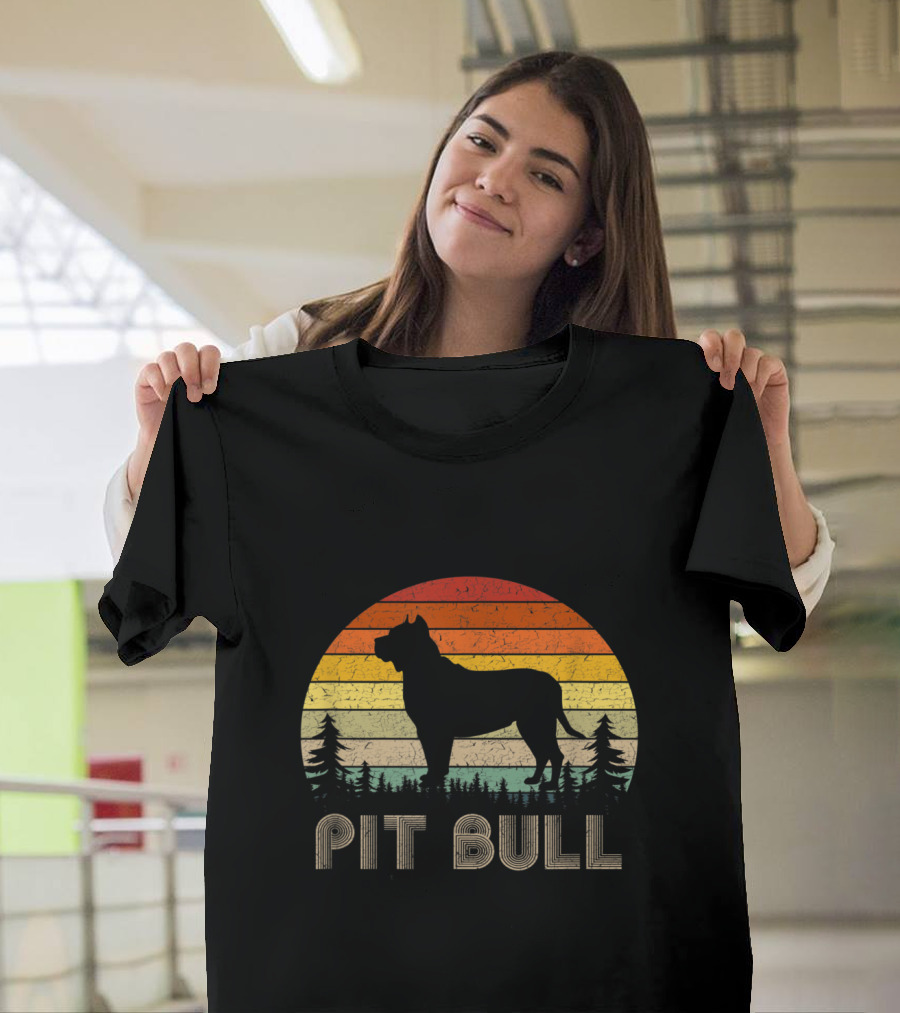 Pit Bull Vintage Dog 70's Sunset T-Shirt