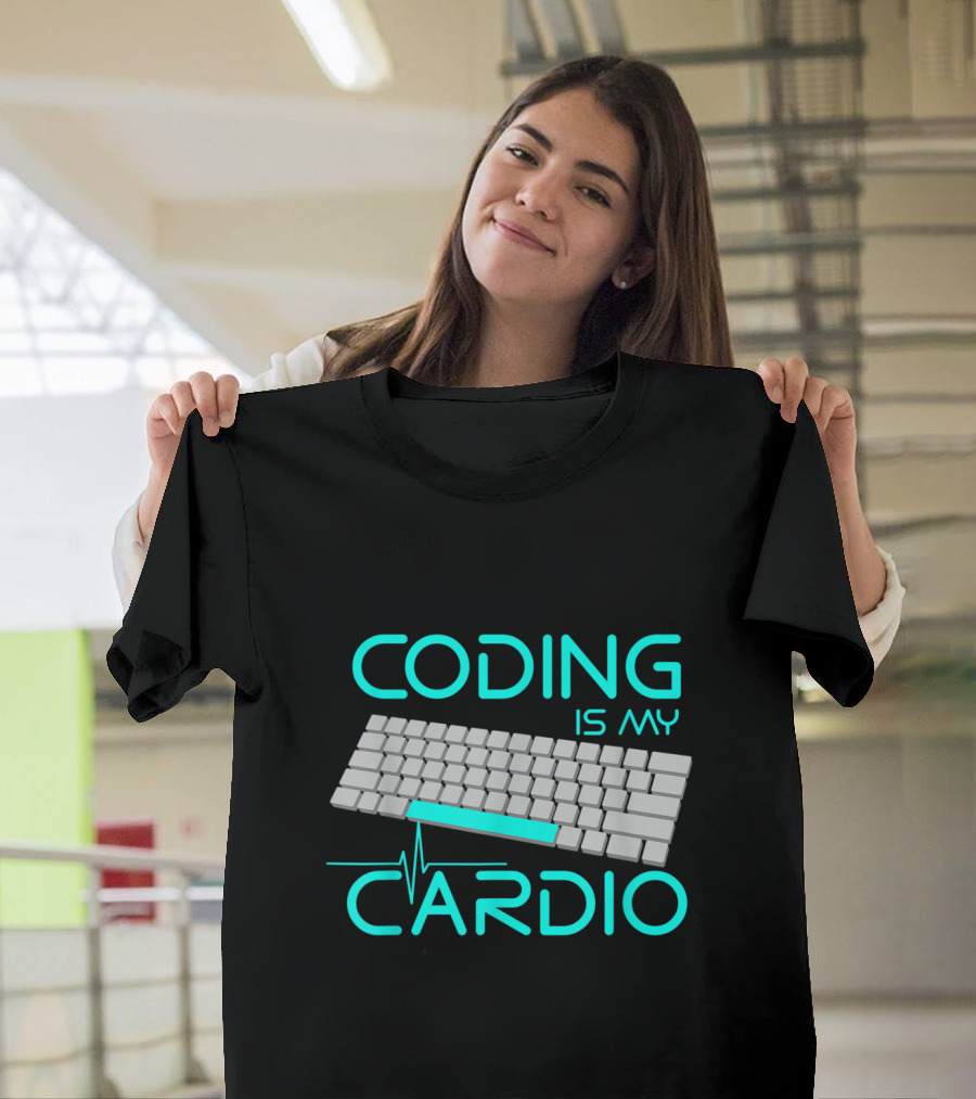 Funny Software Engineer Coding Is My Cardio Keyboard and Heartbeat T-Shirt