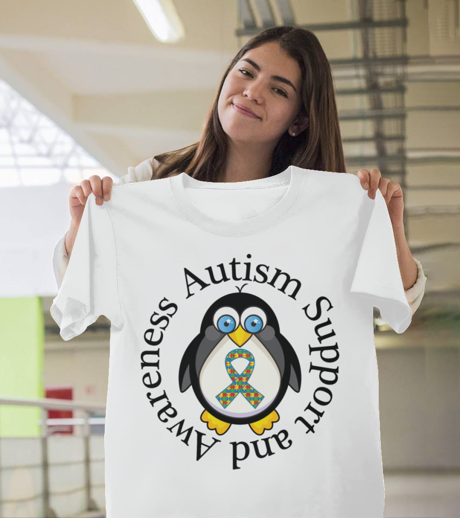 Autism Support and Awareness Penguin T-Shirt