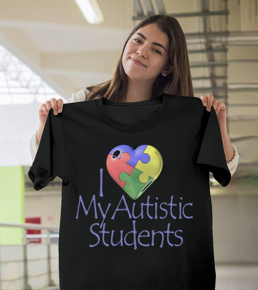 I Heart My Autistic Students Puzzle Heart T-Shirt
