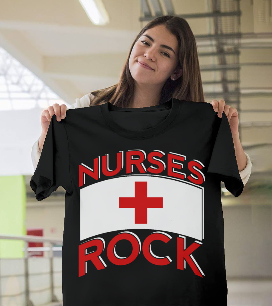 NURSES ROCK Red Cross Nurse T-Shirt