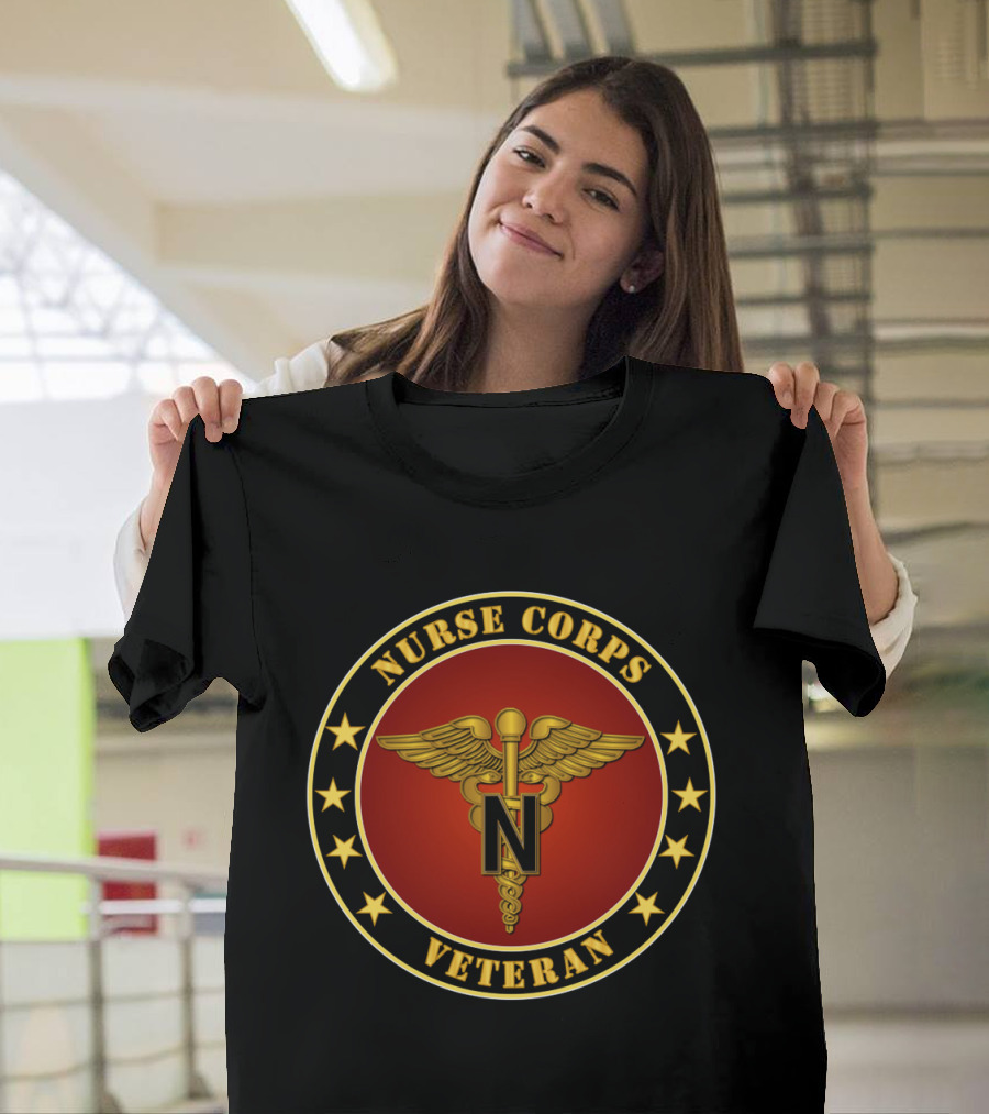 Nurse Corps Veteran Military Emblem with Caduceus and Stars T-Shirt