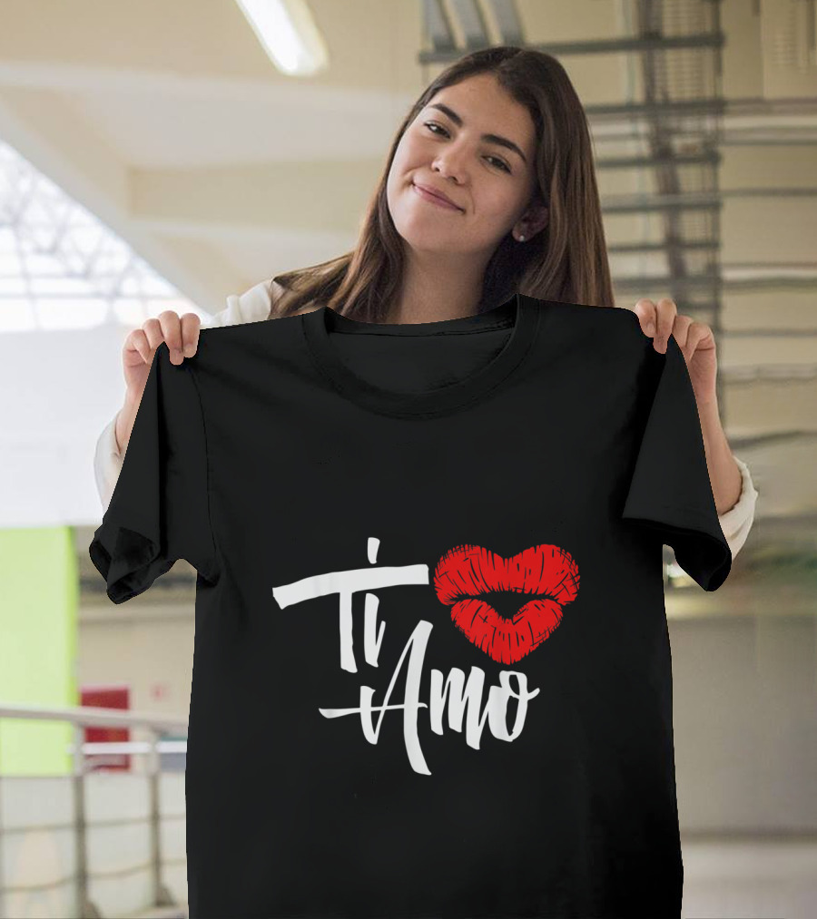 Ti Amo Red Heart-Shaped Kiss I Love You T-Shirt