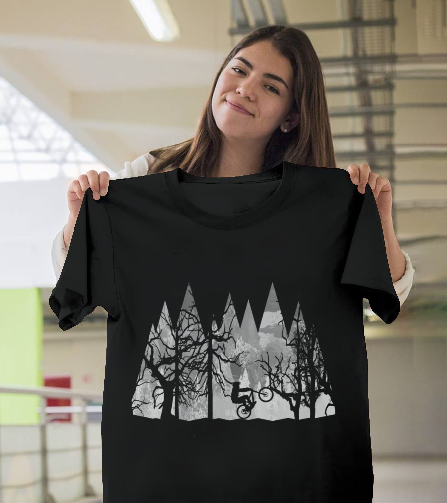 MTB Black Trees Mountain Biking Forest T-Shirt