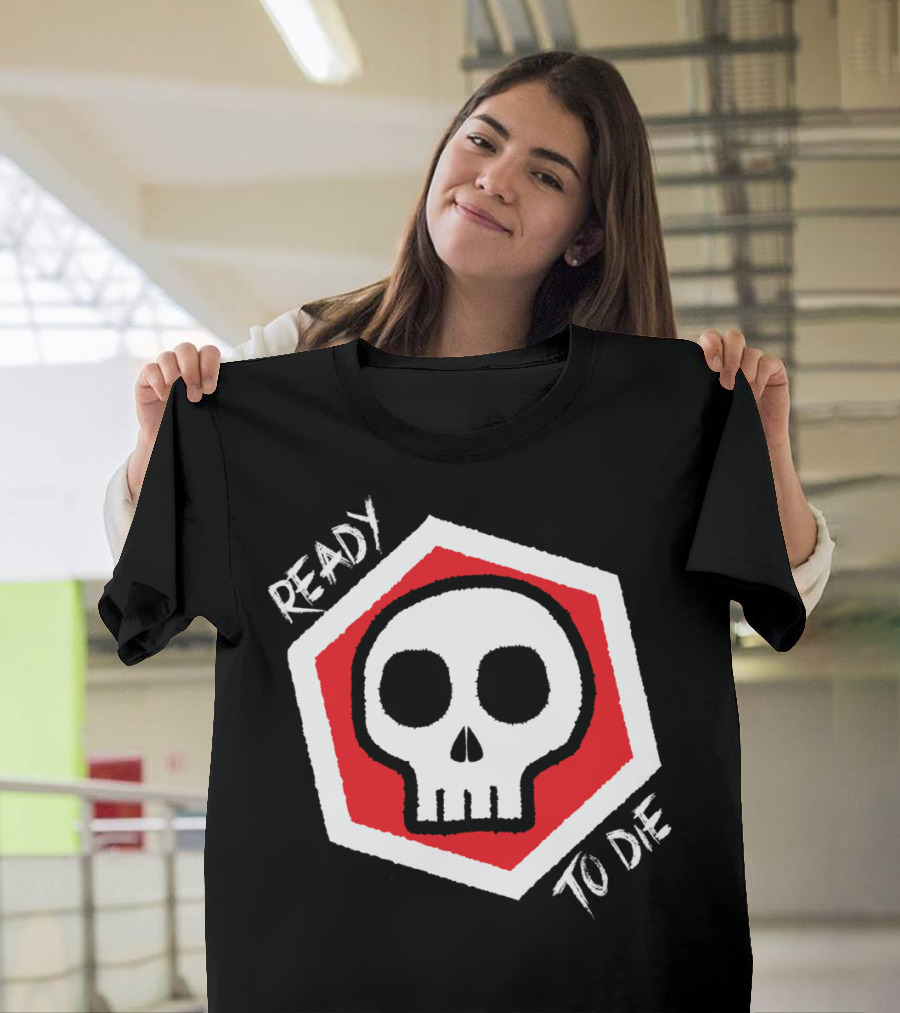 READY TO DIE Skull Icon Red White Black Octagon T-Shirt