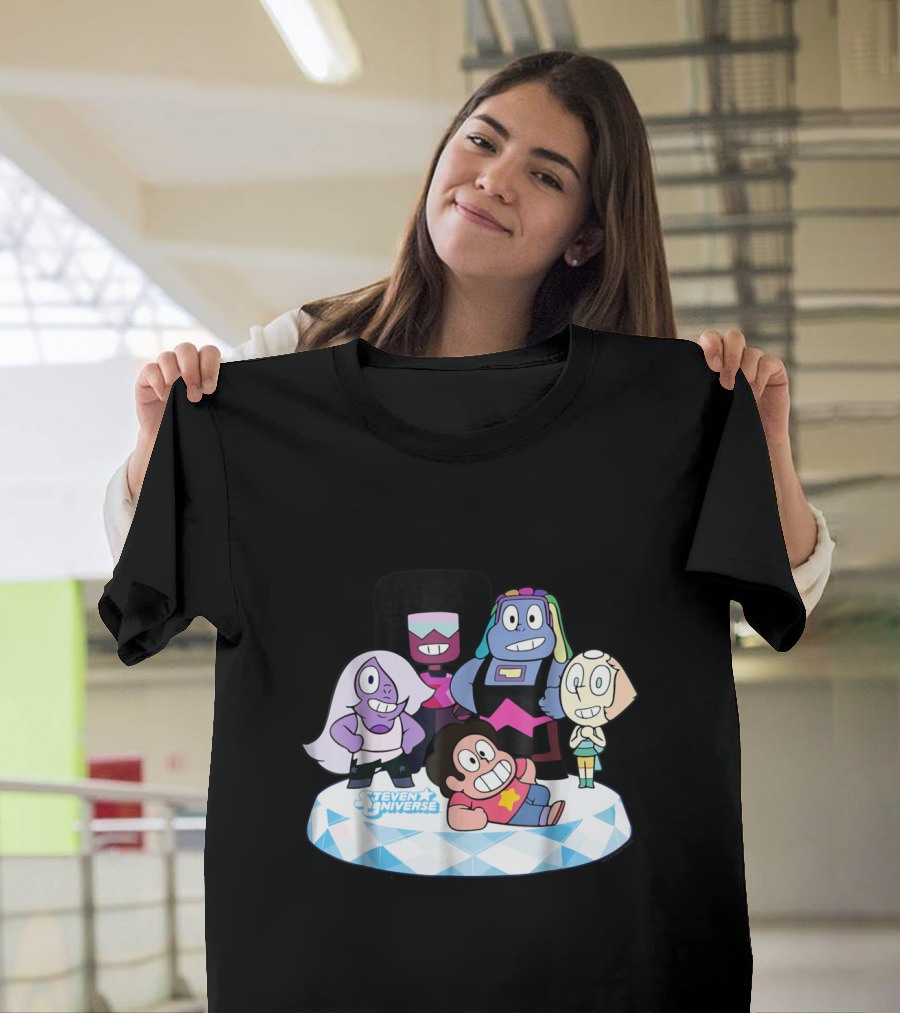 Steven Universe Group Shot of All Gems Characters on Diamond Platform T-Shirt