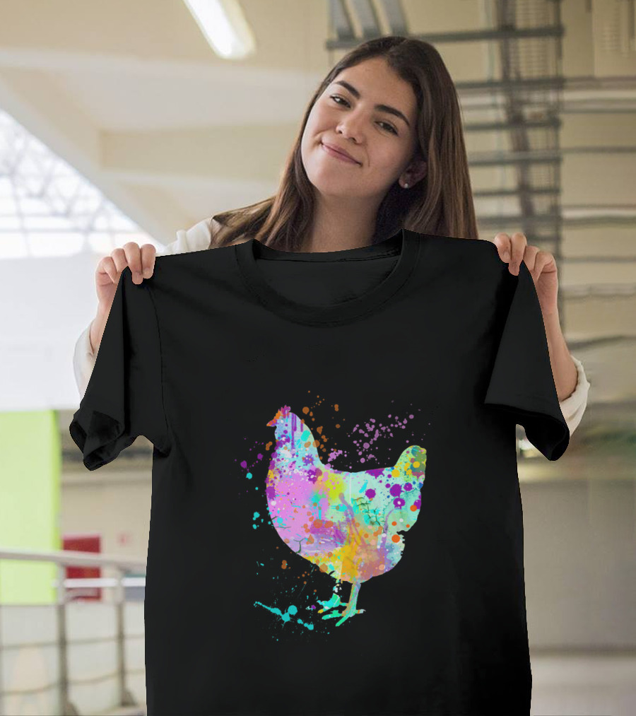 Love Chickens Watercolor Splash Art Chicken T-Shirt