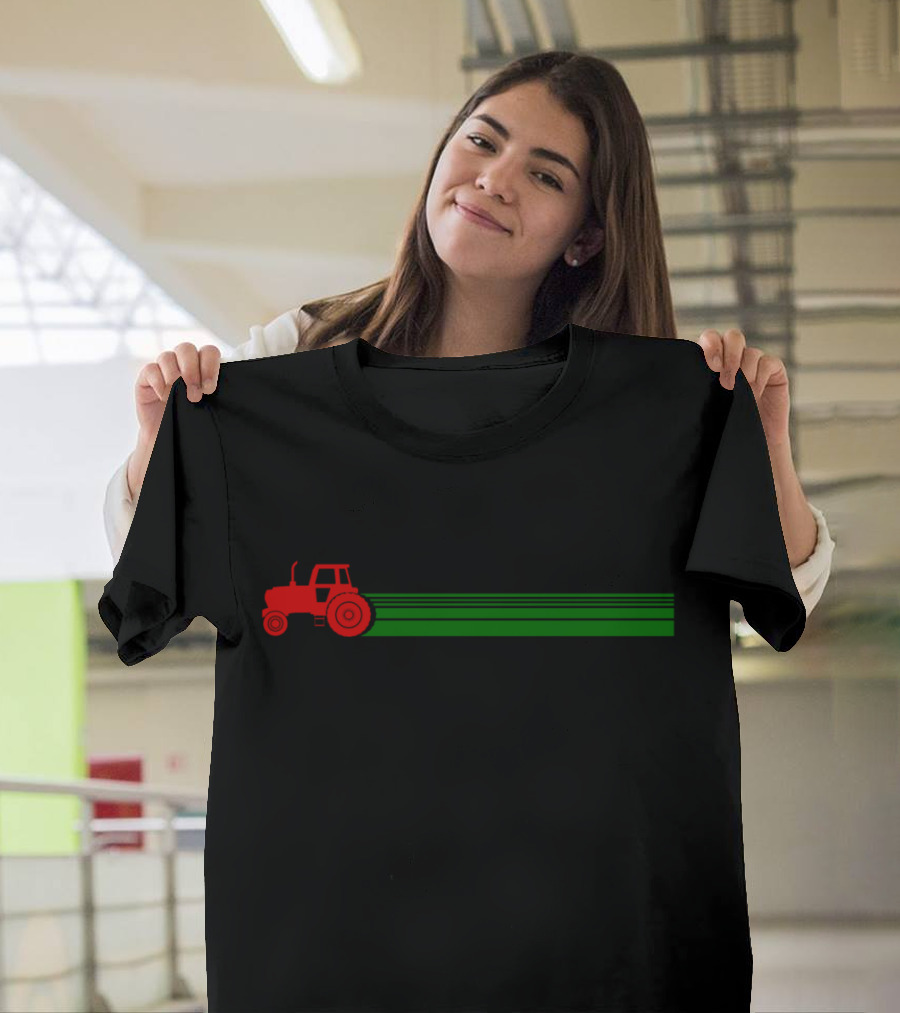 Trust Me I'm a Farmer Red Tractor Green Stripe T-Shirt