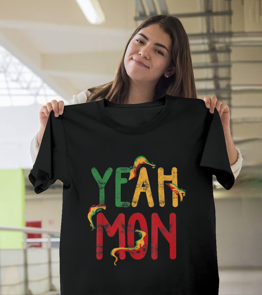 Yeah Mon Jamaican Vacation Reggae Colorful Rasta Vibes T-Shirt