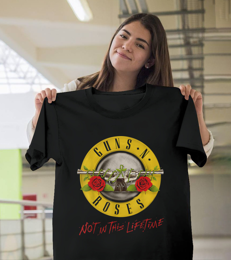 Guns N' Roses Not in This Lifetime Tour Logo with Revolver and Red Roses T-Shirt