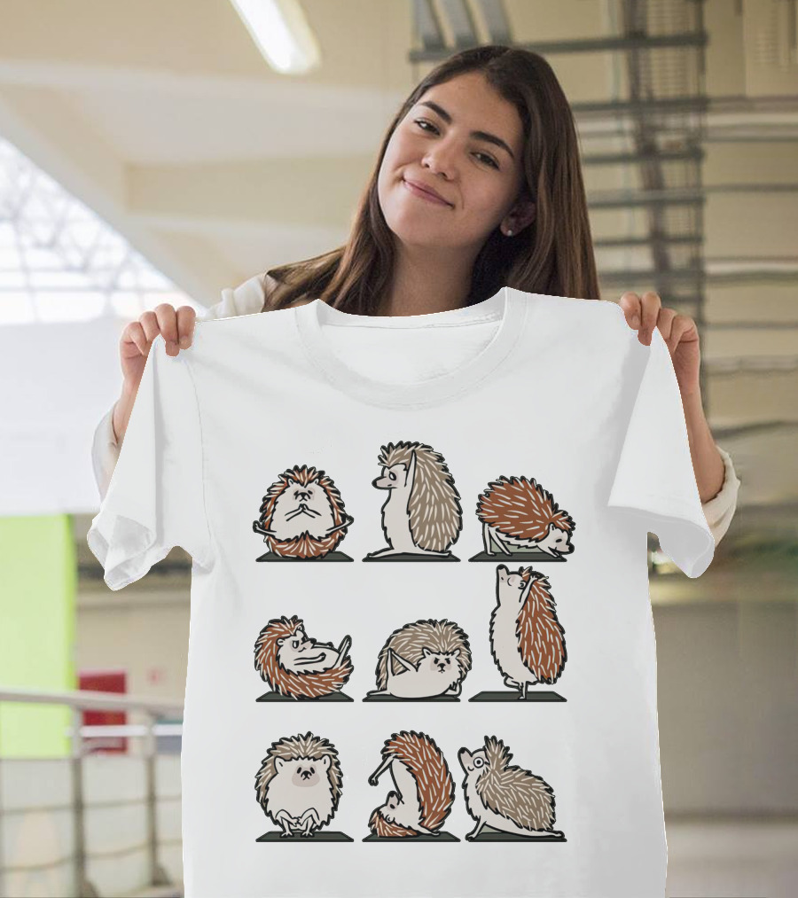 Hedgehog Yoga Poses Illustrated T-Shirt