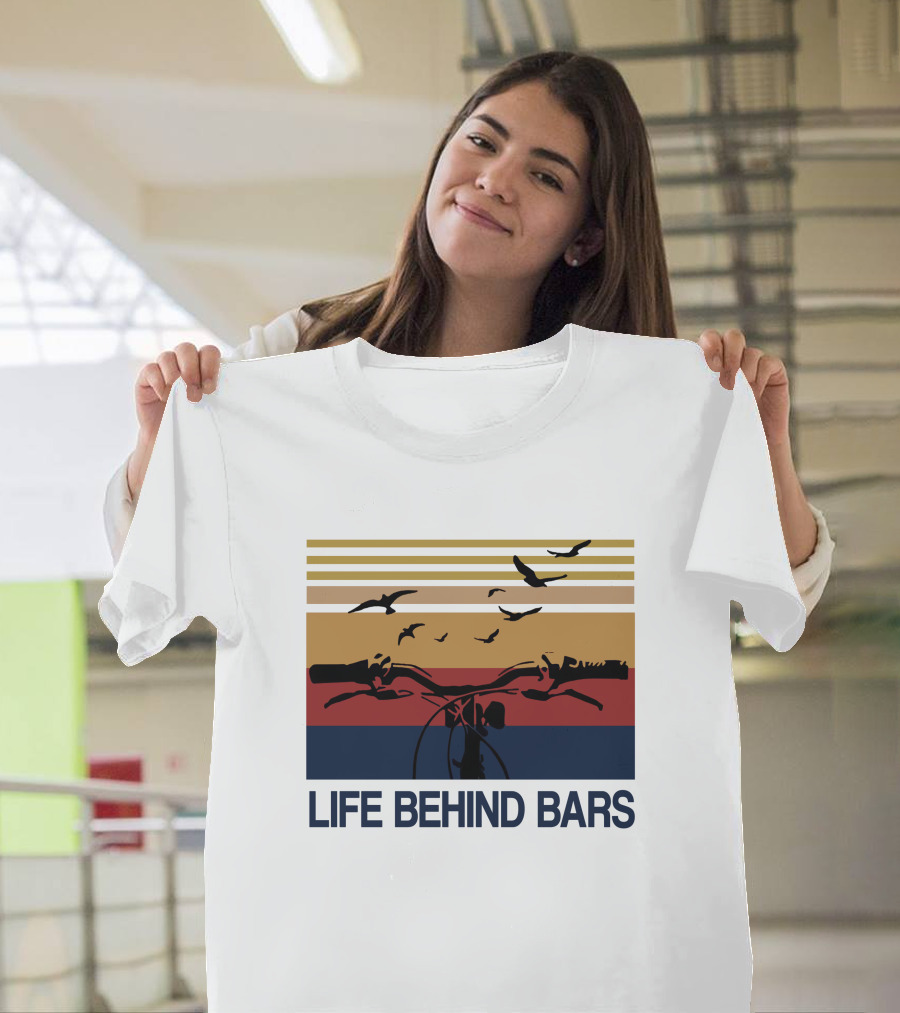 Life Behind Bars Cycling Birds Sun Stripe T-Shirt