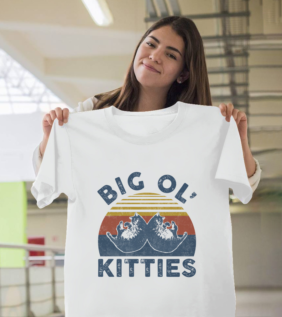 BIG OL KITTIES Retro Sunset Cat Duo T-Shirt