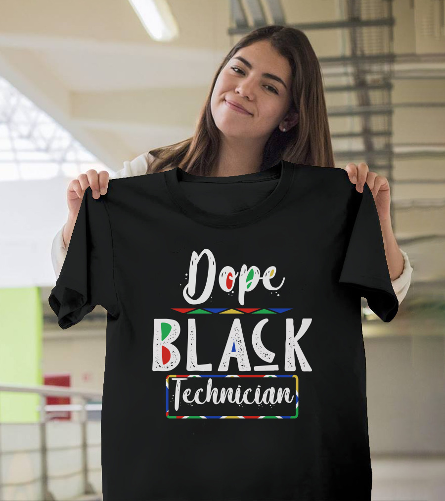 Dope Black Technician African Pattern Text T-Shirt