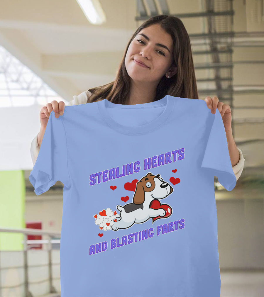 STEALING HEARTS AND BLASTING FARTS BEAGLE DOG WITH HEARTS AND FARTING CLOUDS T-Shirt