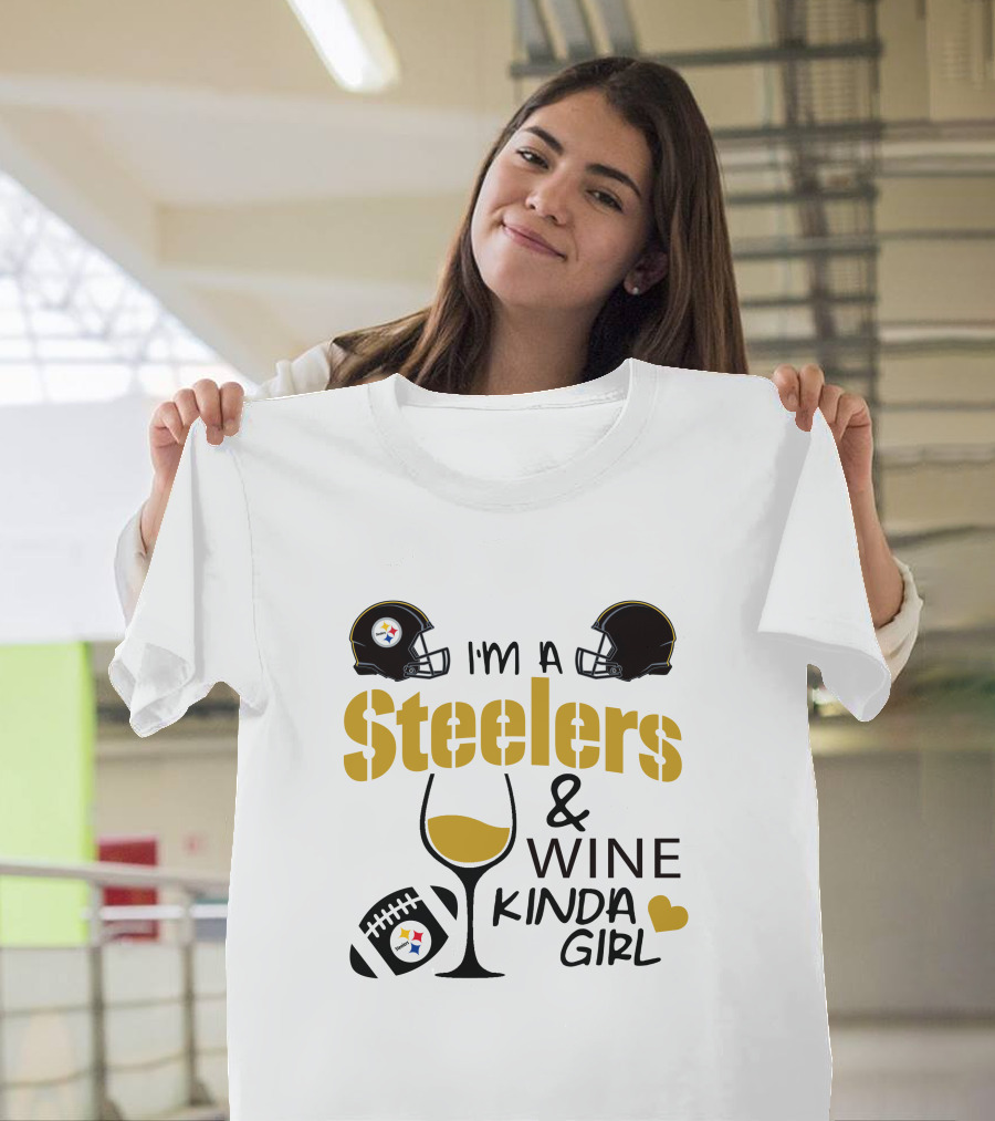 I'm a Steelers and Wine Kinda Girl Heart T-Shirt