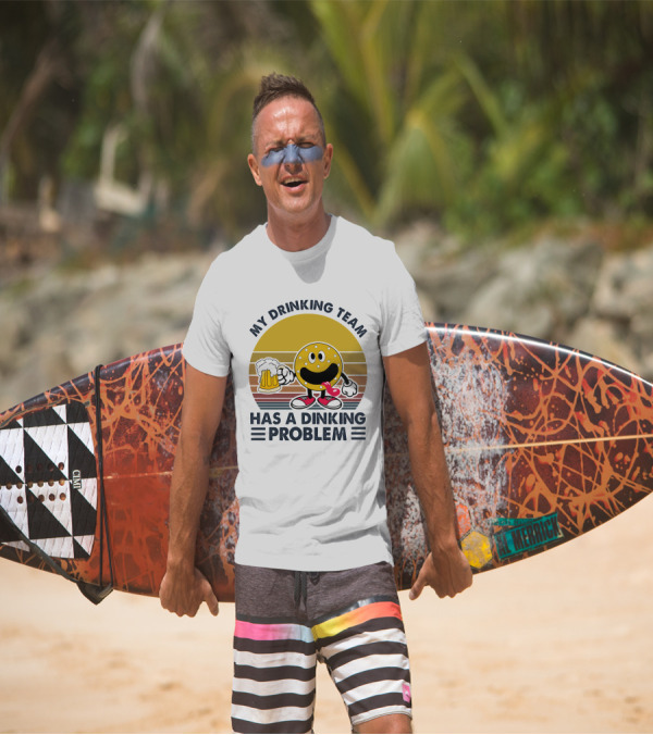 My Drinking Team Has A Dinking Problem Pickleball Beer Smiley Face T-Shirt
