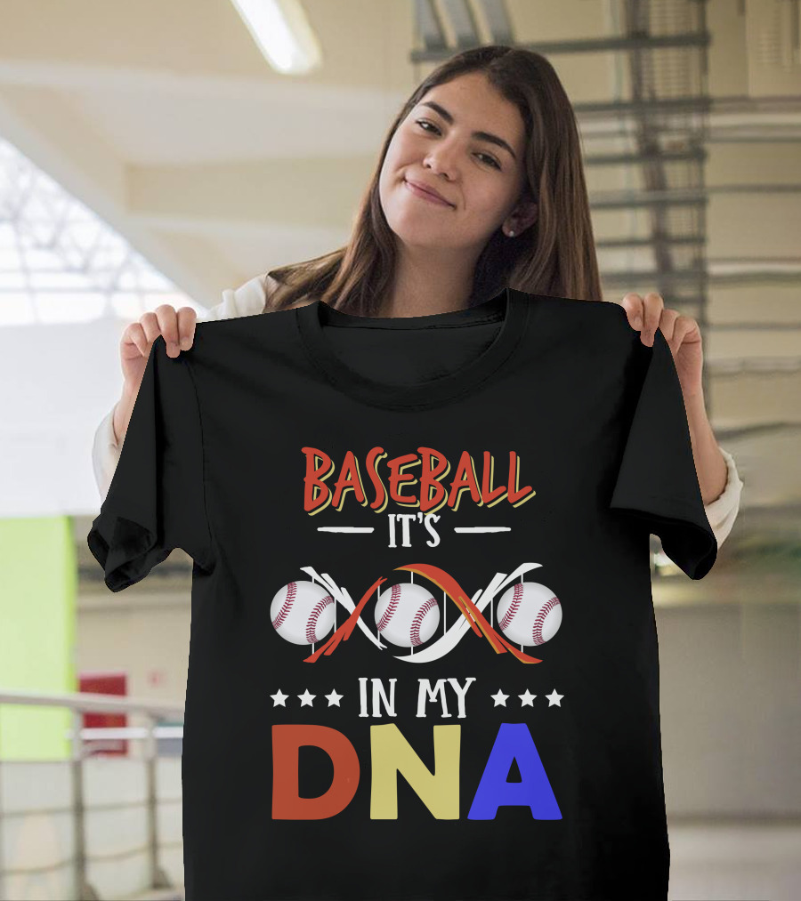 BASEBALL IT'S IN MY DNA WITH BASEBALLS AND DNA STRAND T-Shirt