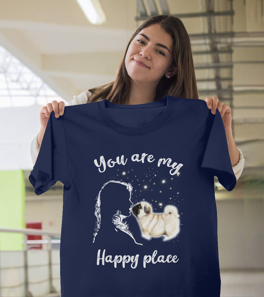 You Are My Happy Place RD Pug Silhouette and Stars T-Shirt