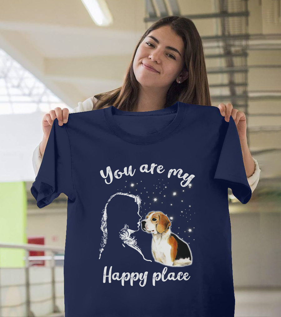You Are My Happy Place Beagle Dog Silhouette Stars T-Shirt