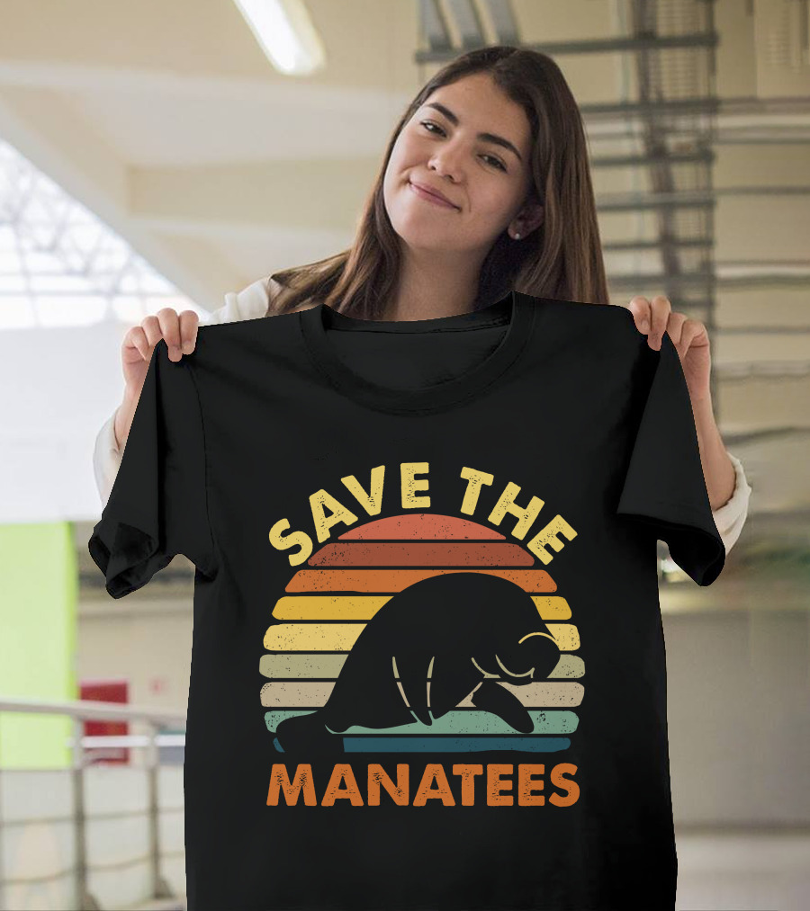Save The Manatees Vintage Sunset T-Shirt