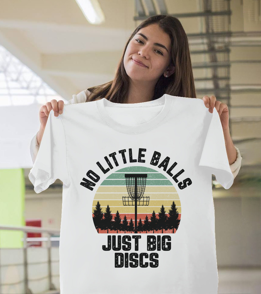 No Little Balls Just Big Discs Retro Forest Sunset T-Shirt