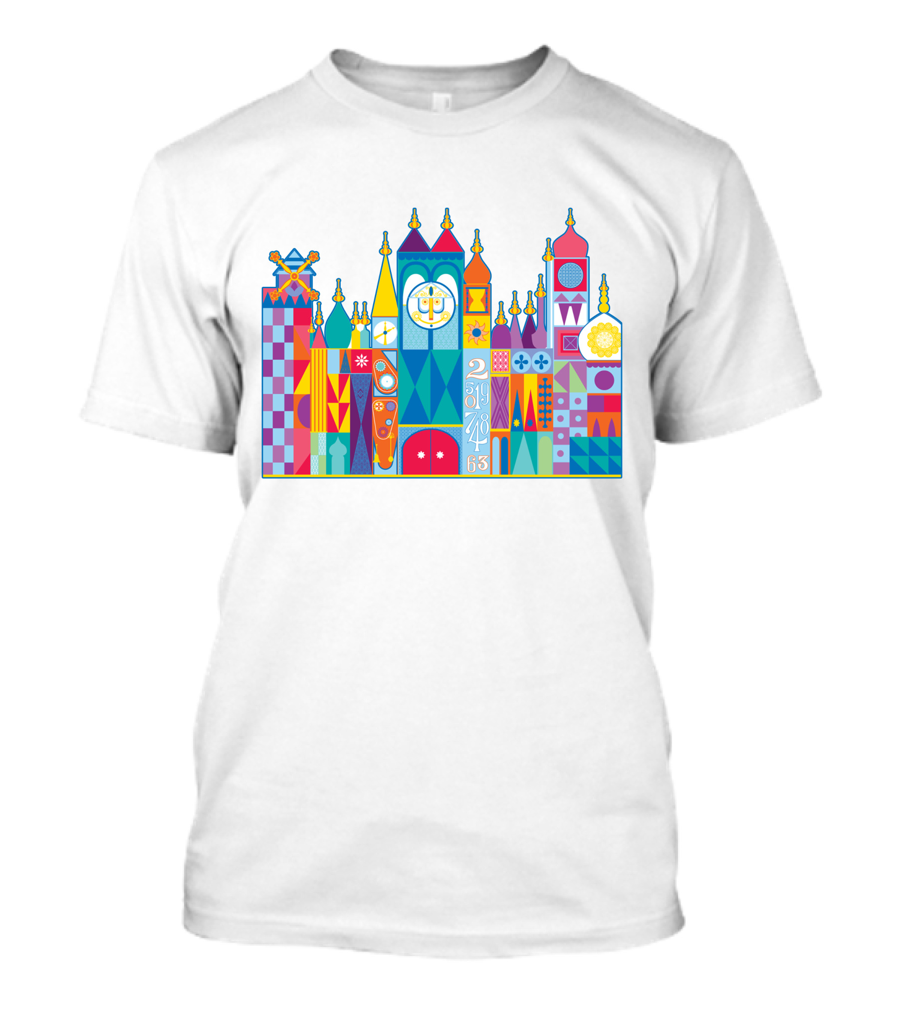 It's A Small World Clock Tower Colorful Geometric T-Shirt