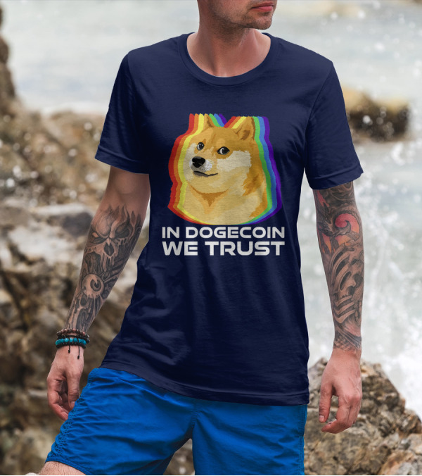 In Dogecoin We Trust Cryptocurrency Dogecoin Rainbow Shiba Inu T-Shirt